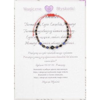 Bransoletka czarny TURMALIN Lapis Lazuli HEMATYT ochrona i szczęście